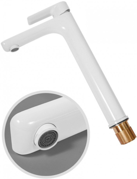 Cмеситель для раковины Высокий Hansberge H2099 Белый