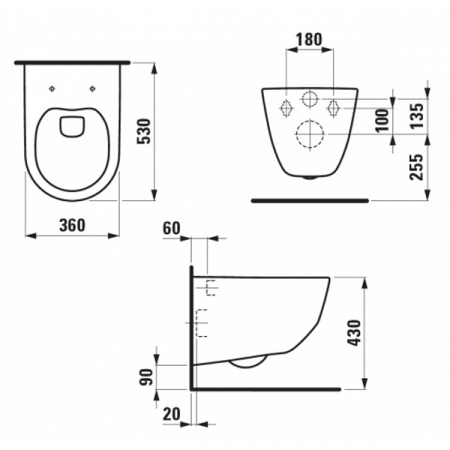 Унитаз подвесной Laufen Pro 820966 36x53, безободковый