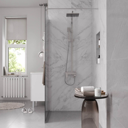 Душевая перегородка, ограждение Reflexion RX200100TCR-19 Walk in 200x100см, тонированное закаленное стекло 8мм, хромированный профиль