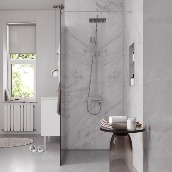 Душевая перегородка, ограждение Reflexion RX200100TCR-19 Walk in 200x100см, тонированное закаленное стекло 8мм, хромированный профиль