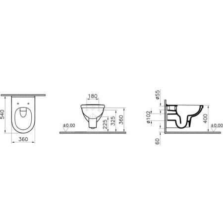 Унитаз подвесной VitrA Form 300 Rim-ex 7755B003-6039 с сиденьем микролифт