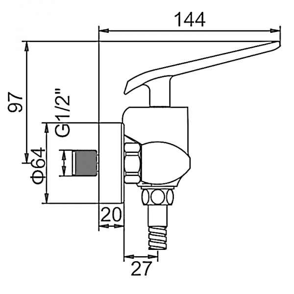 Смеситель для душа Ledeme H74WR L2074WR