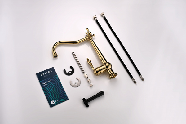 Смеситель для кухни Paulmark RETRO Re213226-G, золото