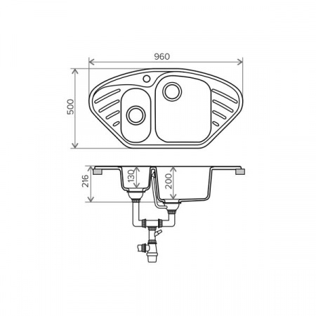 Кухонная мойка Polygran F-14 51x96 черный