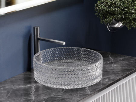 Умывальник чаша накладная круглая Ceramicanova Cristal 360*360*112мм, прозрачная, CN6062