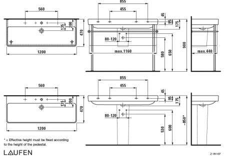 Умывальник Laufen Pro S 8149650001041 120x47x9