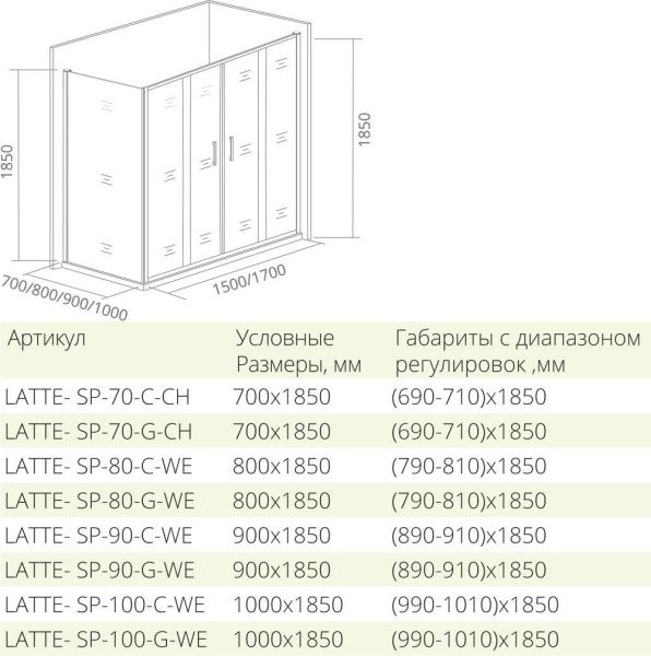 Душевое ограждение Good Door LATTE SP-90-C-WE