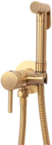 Смеситель встраиваемый с гигиеническим душем Hansberge H3099 Золото матовый