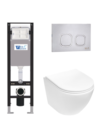 Комплект инсталляции с унитазом Weltwasser AMBERG 350 + MERZBACH 043 MT-WT + AMBERG RD-MT CR