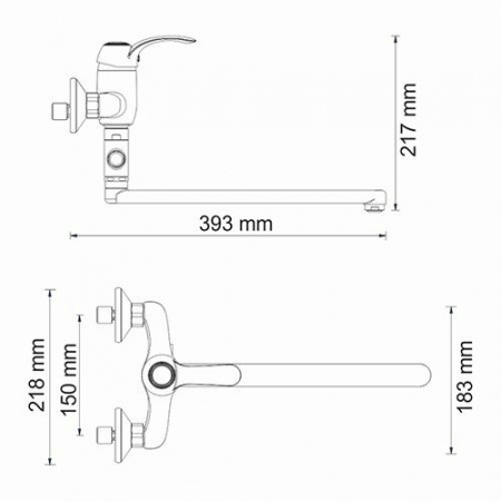 Смеситель для ванны с длинным изливом Wasserkraft Isar 1302L