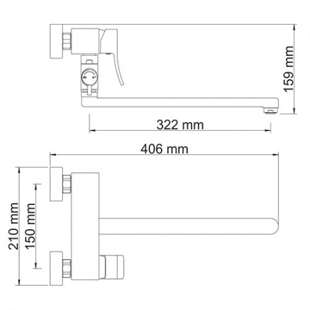 Смеситель для ванны с длинным изливом Wasserkraft Aller 1062L