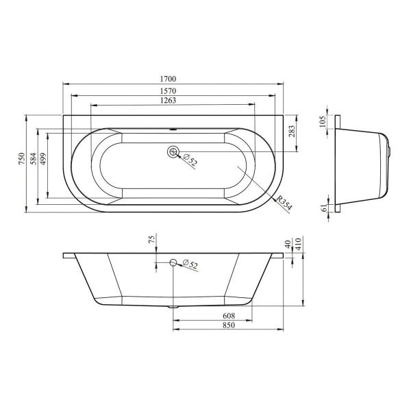 Акриловая ванна Lavinia Boho Art 170х75 37080075