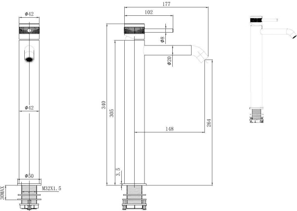 Смеситель для раковины Allen Brau Priority 5.31A02-31 черный матовый