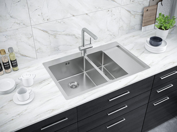 Мойка Paulmark KRONER 78/2SF PM227851-BSL 510х780х200 мм, нержавеющая сталь, нержавеющая сталь