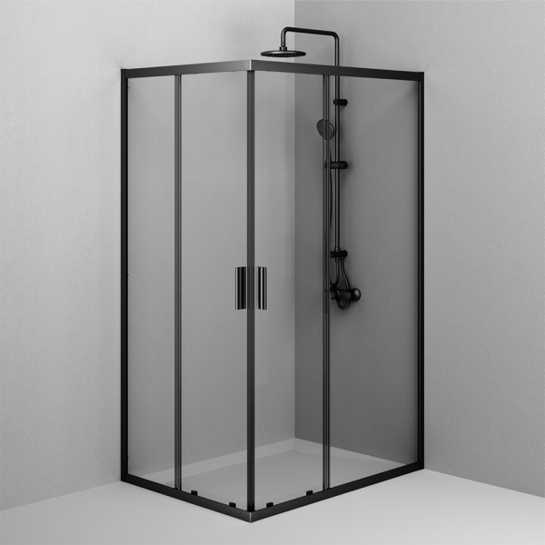 W90G-403-120290-BT Gem Душевое ограждение AM.PM прямоугольн.,раздвиж.двери 120x90 черный мат.,стекло прозрачное