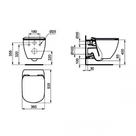 Комплект инсталляции и унитаза Ideal Standard Tesi AquaBlade T387201