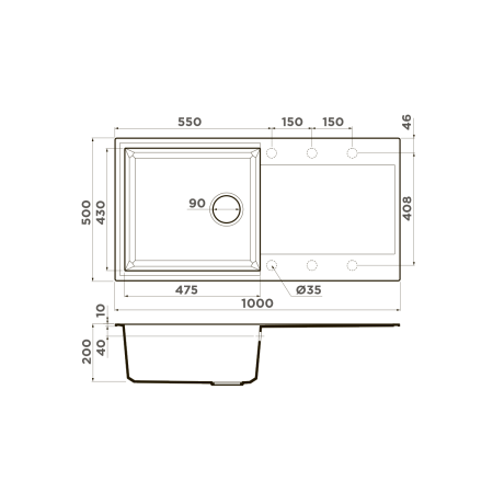 Кухонная мойка Omoikiri Sakaime 100-DC Tetogranit/темный шоколад 4993888