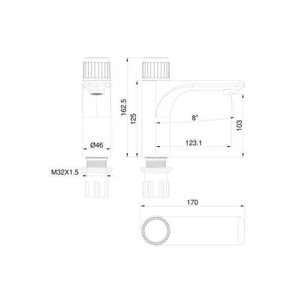 Смеситель для раковины WONZON & WOGHAND, Темный графит (WW-A40412-BGG)