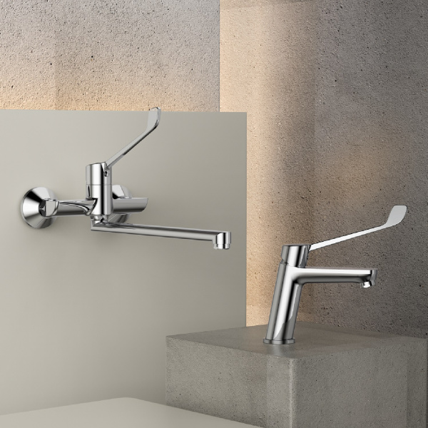 Смеситель для раковины с хирургической ручкой  Splenka S08.10, хром