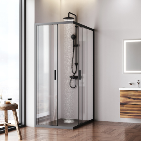W90G-403-120280-BT Gem Душевое ограждение AM.PM прямоугольн.,раздвиж.двери 120x80 черный мат.,стекло прозрачное