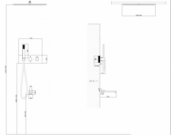 Душевая система ABBER Daheim AF8254NG скрытого монтажа с изливом, термостат, никель