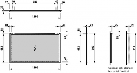 Зеркало Laufen Frame 25 4474079004501 120x70