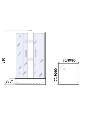 Душевая кабина МОНОМАХ МОНОМАХ Б/К 70/24 S МЗ 700х700х2100мм