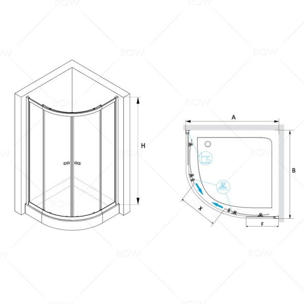 Душевой уголок RGW CL-51 04095188-11 80х80х185 см, хром