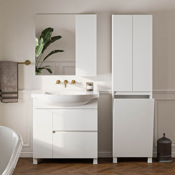 Тумба под умывальник Belux Неаполь напольная 85-02, Белый глянцевый