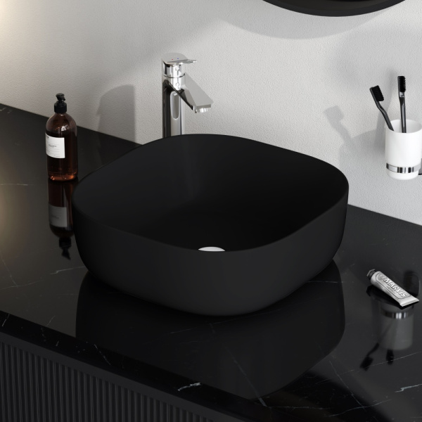 M8FWCC30430BM Func Раковина накладная AM.PM, квадрат, 43 см, цвет черный матовый