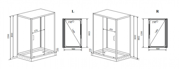 Душевая кабина Timo Premium HELMA Н-520 L 90x120x220