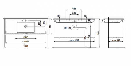 Умывальник Laufen Living 8164350001351 130x48x12