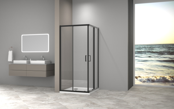 Душевой уголок AQUABATH ATLAS AB-04F-900-2000-BK (90x90, черный матовый, прозрачное стекло)