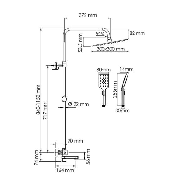 Душевая система WasserKRAFT A199.260.201.BG Thermo с термостатическим смесителем