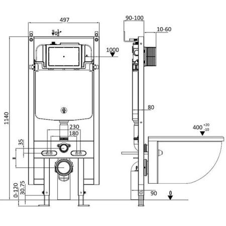 Унитаз с инсталляцией WeltWasser AMBERG 497 + ROTBACH 004 GL-WT + AMBERG RD-BL