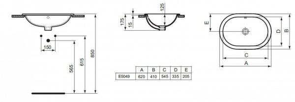 Умывальник Ideal Standard Connect E504901 62 см