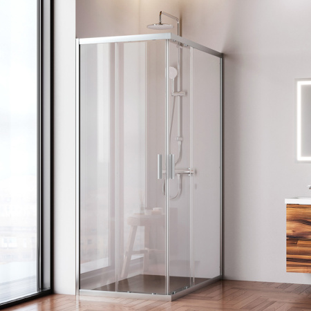 W90G-403-120280-MT Gem Душевое ограждение AM.PM прямоугольн.,раздвиж.двери 120x80 хром мат.,стекло прозрачное
