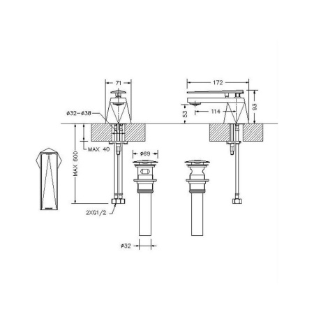 Смеситель для раковины Bravat DIAMOND F118102C-ENG, хром