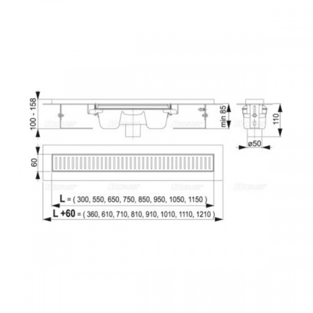 Душевой лоток AlcaPlast APZ1001-850