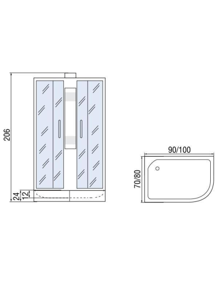 Душевая кабина МОНОМАХ МОНОМАХ Б/К 100/24 С МЗ 1000х1000х2060мм