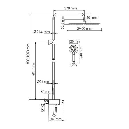 Душевая система WasserKRAFT A113.117.058.CH Thermo с термостатическим смесителем