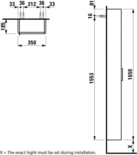 Шкаф-колонна Laufen Base 4026421109991 35x18x165