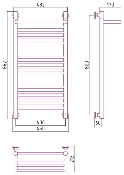 Полотенцесушитель Сунержа Богема+ с полкой 800x400 00-0223-8040