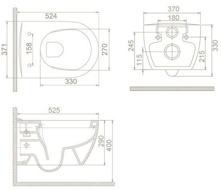 Унитаз подвесной CeraStyle City HC00205PN00 белый, без сиденья