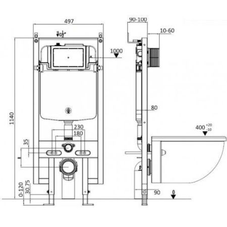 Унитаз с инсталляцией WeltWasser AMBERG 497 + GELBACH 004 MT-GR + AMBERG RD-WT