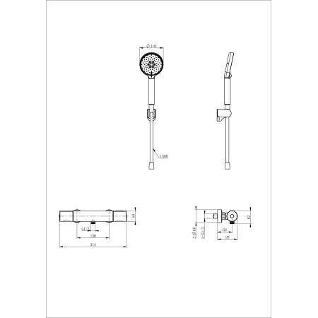 Смеситель для душа с термостатом WONZON & WOGHAND, Темный графит (WW-A2006-A-BGG)