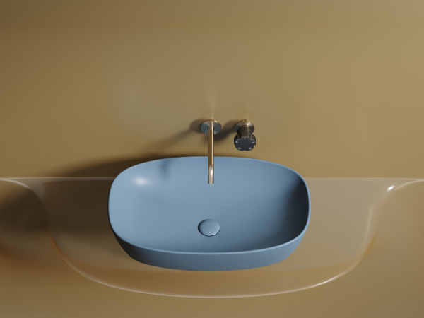 Умывальник чаша накладная овальная Ceramicanova Element 600*380*138мм, Голубой матовый, CN6049ML