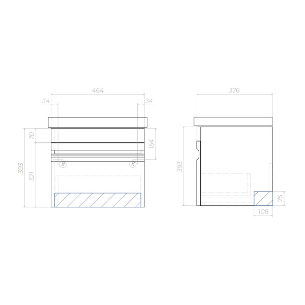 Тумба под раковину подвесная VIGO Holly tp.HOL.FOS.50.1Y, 50 см