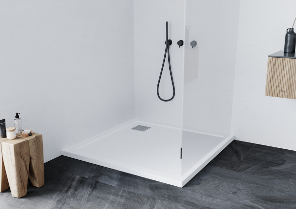 Душевой поддон Taliente PTA-ST-90Wstone 90х90 литьевой мрамор белый матовый