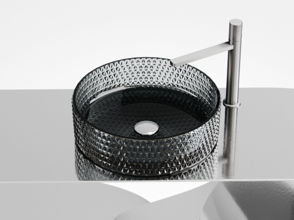 Умывальник чаша накладная круглая Ceramicanova Cristal 360*360*112мм, черный, CN6060